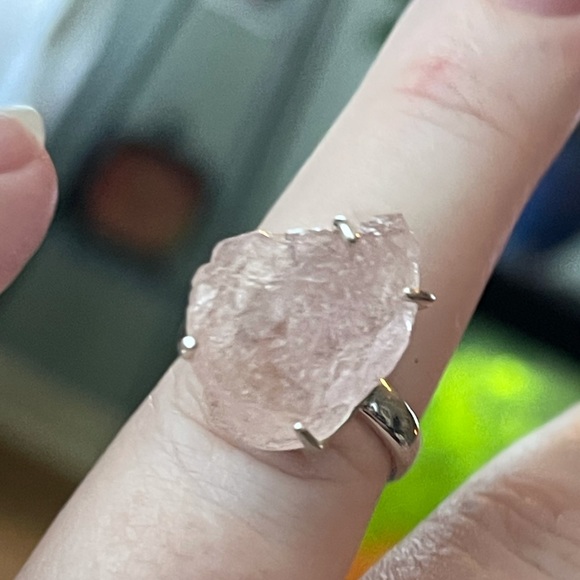 Genuine morganite rose gold 6 & silver ring 8 - Picture 5 of 8